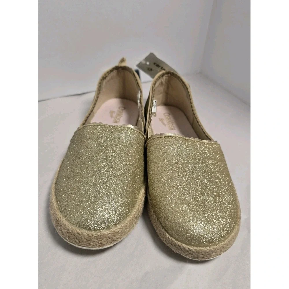 Osh Kosh B'gosh‎ Belle Gold Glitter Sparkle Slip On Espadrille Shoes Adorable 1
